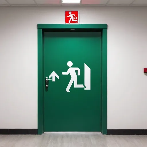 Prompt: Fire and Exit door with running person