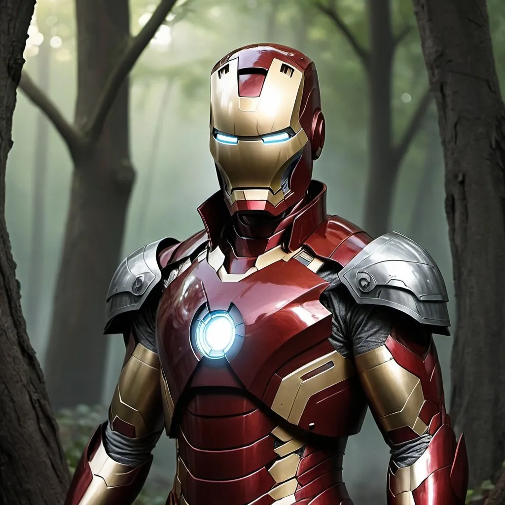 Prompt: fantasy art of iron man as an elf wizard in a helmet