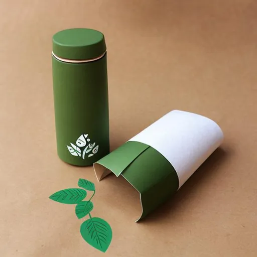 Prompt: eco paper zip bottle with button