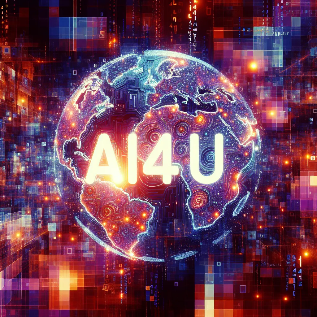 Prompt: AI4US Spelled out in an AI Global Logo Style, in a digital world