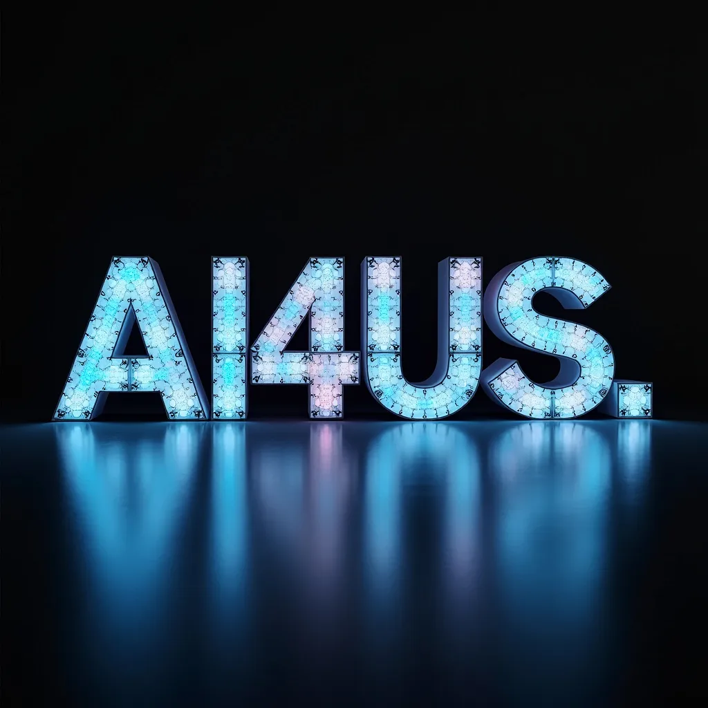 Prompt: AI4US spelled out in robot AI print that lights up representing Artificial Intelligence for the people