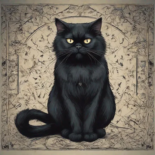 Prompt: a scary persian black cat