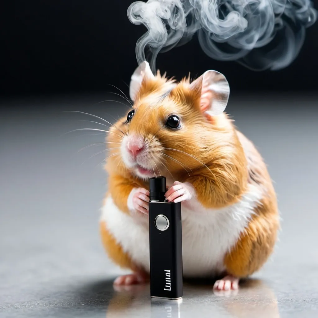 Prompt: Create a hamster vaping a juul 
