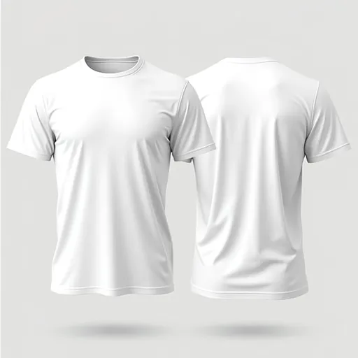 Prompt: (white) Front and back side by side (blank t-shirt mockup), medium fit build, clean design, minimalist presentation, professional quality, high-definition, perfect for branding, sleek lines, no logos, realistic textures, display apparel effectively, isolated background, ideal for showcasing designs.