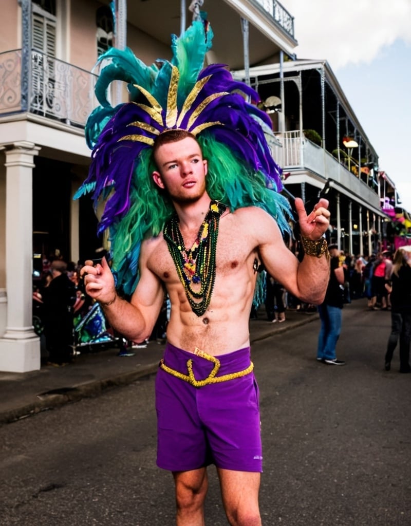 Prompt: main character at mardi gras