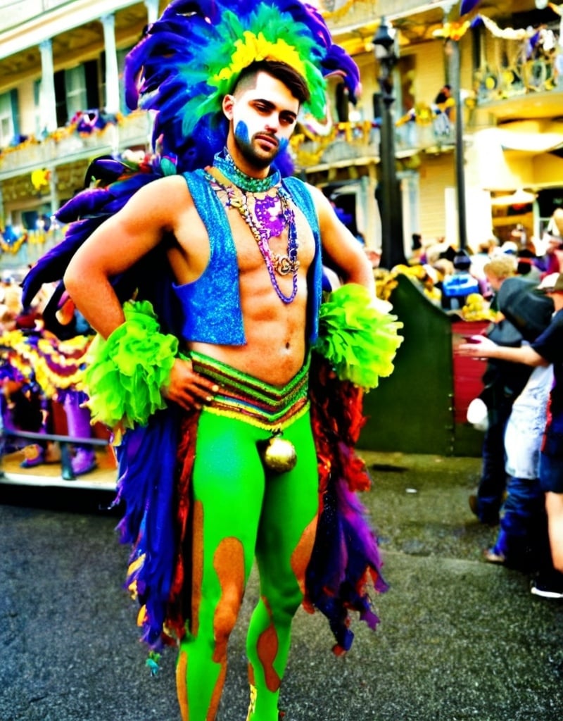 Prompt: main character at mardi gras