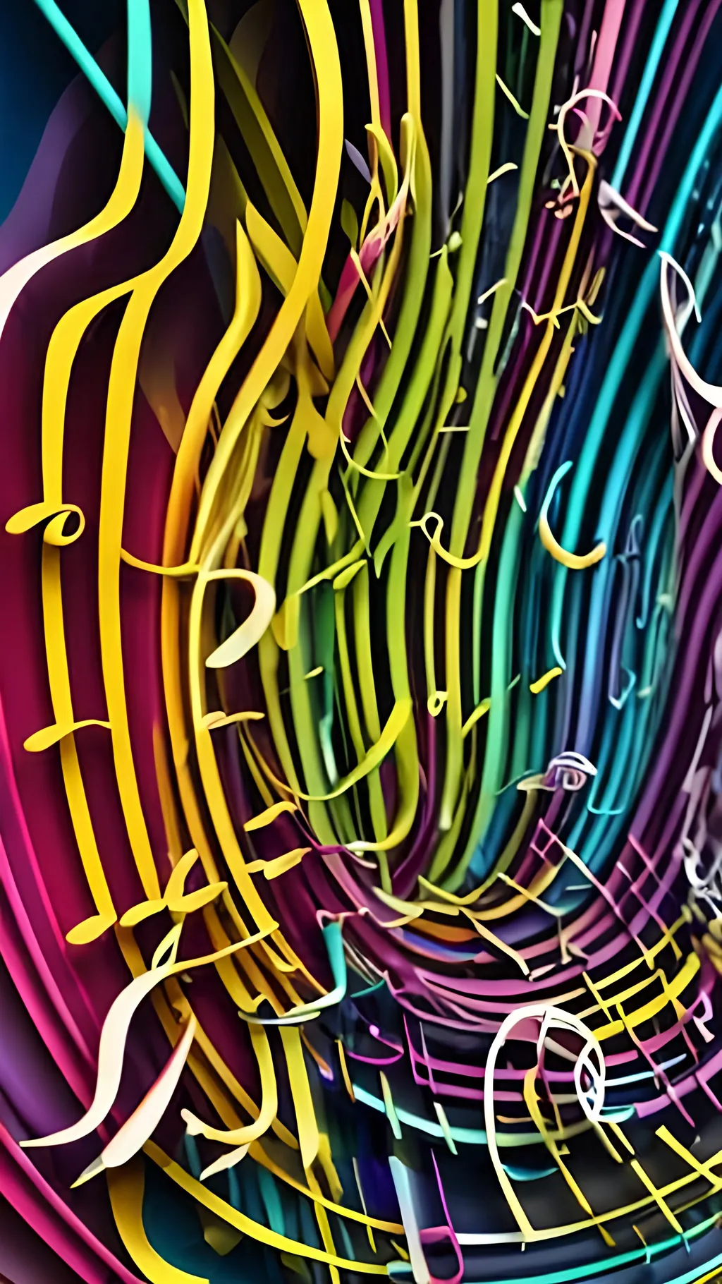 Prompt: colourful swirl of music notes