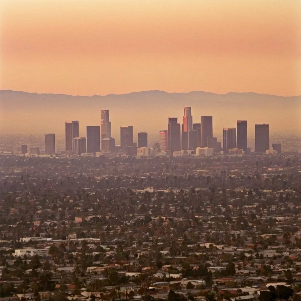 Prompt: Los Angeles ao entardecer em 1980
