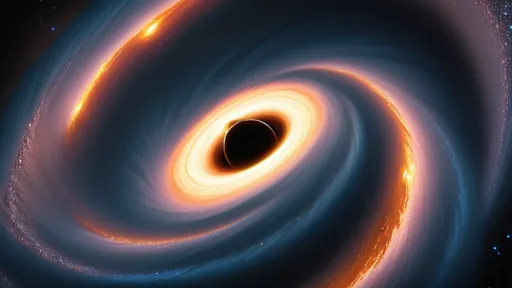 Prompt: "Create a high-resolution, detailed image of a supermassive black hole with a luminous accretion disk at the center of a spiral galaxy. The accretion disk seamlessly transitions into the galaxy's spiral arms, making it appear as though the disk's rings are the galaxy's arms. The event horizon is depicted as a close orbit around the black hole. Render the scene from a 45-degree angle both vertically and horizontally (north and east or west), providing a dynamic, three-dimensional perspective of the galaxy with rich colors and intricate details."