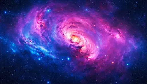 Prompt: (beautiful space nebula), realism style, vibrant color scheme, dramatic contrast between colors, ethereal atmosphere, swirling clouds of gas and dust, glowing bright stars scattered throughout, deep blues, pinks, and purples, high depth cinematic masterpiece, intricate detail, ultra-detailed, mesmerizing and awe-inspiring mood, galaxy background, cosmic phenomena, immersive sense of wonder, 4K quality