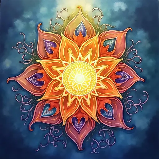 Prompt: A spiritual mandala representing harmony and balance with sacred symbols.
