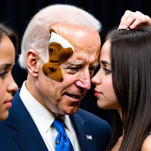 Prompt: Joe Biden sniffing girls hair


