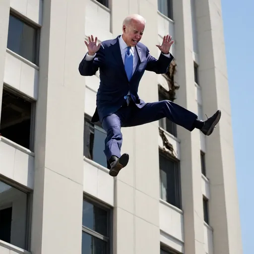 Prompt: Joe Biden falling off building


