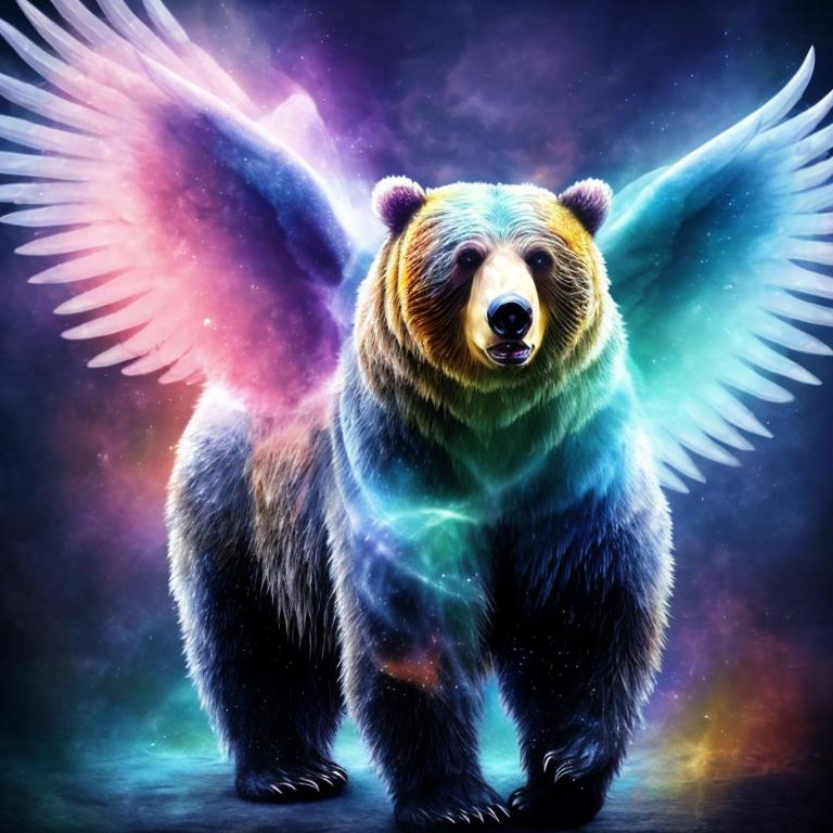 Prompt: mystical bear with wings