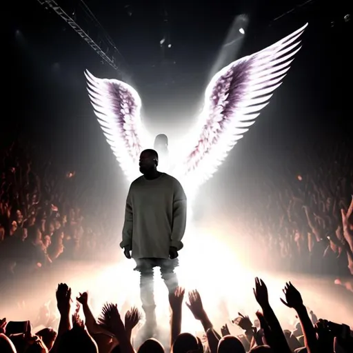 Prompt: kanye as an angel radiating light from him 
