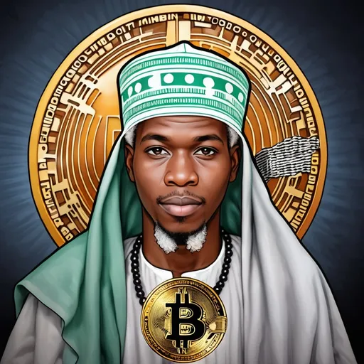 Prompt: a Bitcoin logo with MAIDUGURI BORNO STATE 