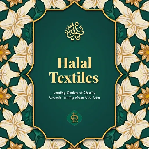 Prompt: 
Design a professional and elegant advert banner for "Halal Textiles", a leading dealer in textile materials located in Sokoto Old Market. The banner should have an Islamic-inspired luxury aesthetic, using a sophisticated color palette of green, gold, white/beige, and deep blue. Include geometric patterns or tile motifs subtly in the background.

Text (stylized and elegant typography):
Halal Textiles
"Leading Dealers of Quality Textile Materials in Sokoto Old Market"
Wholesale & Retail | Men & Women Dress Materials

Premium Shadda Yards

Elegant Atampa Fabrics

Luxurious Laces

And much more...

Design Requirements:

Modern, minimalist layout with Islamic elegance

Use elegant, legible calligraphic or sans-serif fonts

Incorporate abstract textile/geometric elements in the design

Must be visually attractive and clearly readable at a distance

