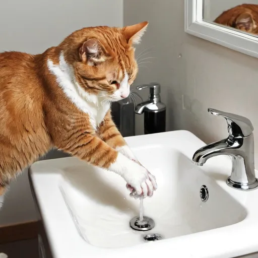 Prompt: Cat washing his hands
