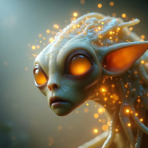 Prompt: Insanely detailed, highly realistic, photograph of an intense alien human encounter