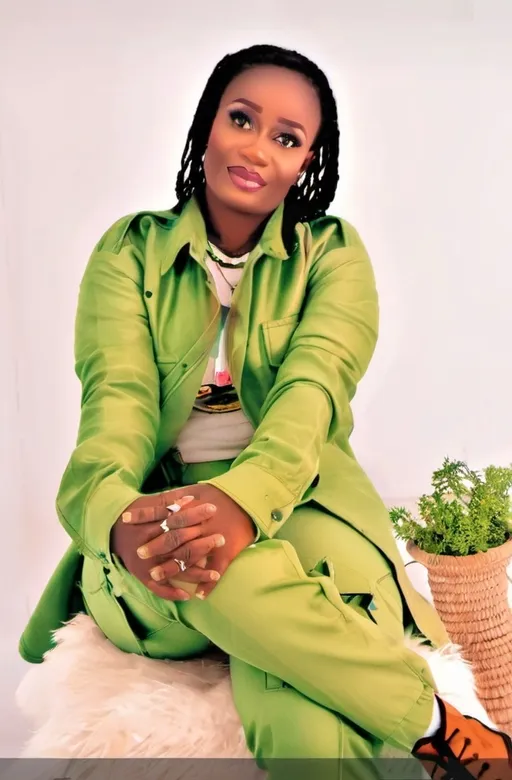 Prompt: (artistically inspired by Chinwe Chukwuogo-Roy), a striking woman sitting on a soft, fluffy white fur rug, vibrant green plant in the background, pristine white wall, captivating and minimalist design, vivid colors, high detail, ambient lighting, clean composition, artistic photography, illustrating the essence of lyco art style, (photo-quality).