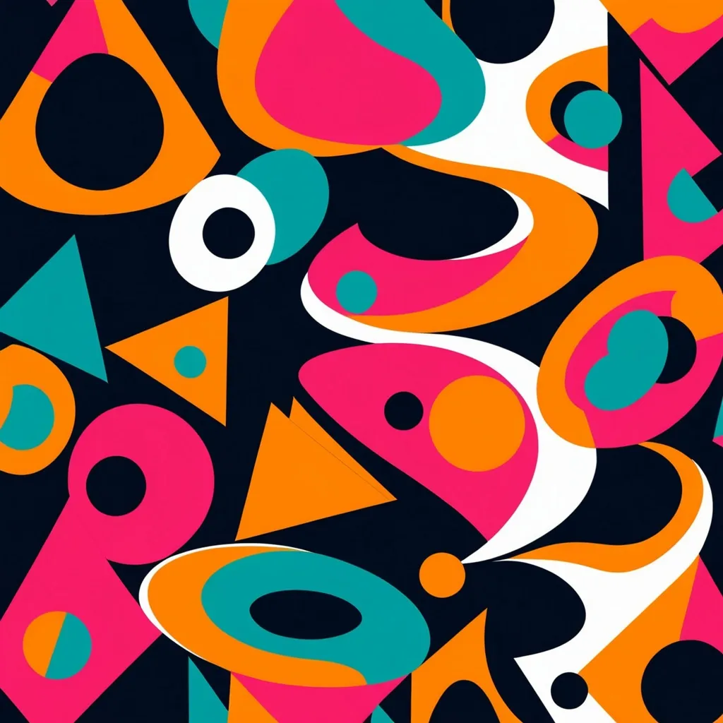 Prompt: Create modern abstract shapes in bold, contrasting colors. The shapes should have a geometric yet fluid form, perfect for contemporary design projects.