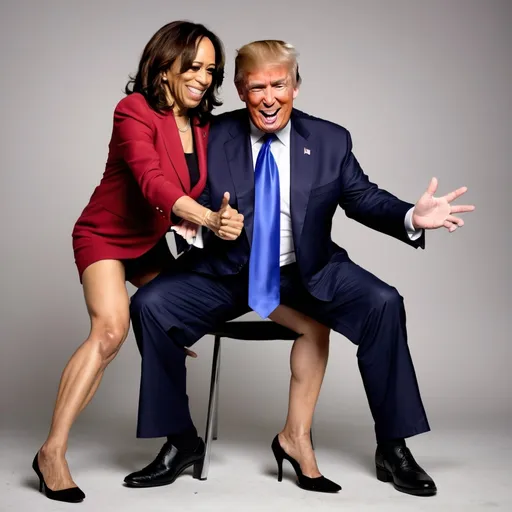 Prompt: Kamala Harris giving Donald Trump a lapdance