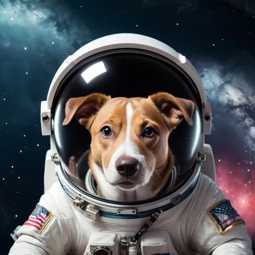 Prompt: Dog in Space wallpaper to be used in Zoom meetings as background
