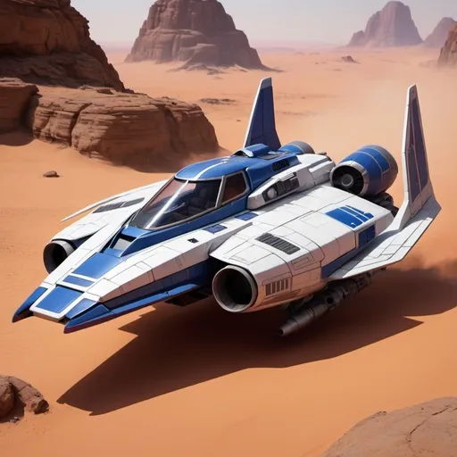 Prompt: (Subaru-inspired Star Wars spacecraft), (snubfighter for rebels or New Republic), large rear wings resembling spoilers, sleek and aerodynamic design, vibrant blue and sakura red tones inspired by WRX STI, futuristic cockpit, space backdrop with distant stars, focused details on wings and contours, high quality, ultra-detailed, dynamic and adventurous atmosphere, blending automotive elements with sci-fi aesthetics, front of fighter with Subaru hood scoop similar to A-wing of Rebel Alliance, looks sleek and quick