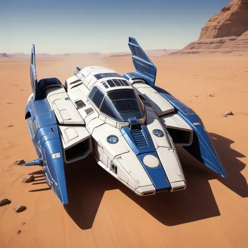 Prompt: (Subaru-inspired Star Wars spacecraft), (snubfighter for rebels or New Republic), large rear wings resembling spoilers, sleek and aerodynamic design, vibrant blue tones inspired by WRX, futuristic cockpit, space backdrop with distant stars, focused details on wings and contours, high quality, ultra-detailed, dynamic and adventurous atmosphere, blending automotive elements with sci-fi aesthetics, front of fighter with Subaru hood scoop similar to A-wing of Rebel Alliance, looks sleek and quick