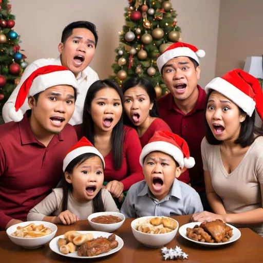 Prompt: a half filipino family being really annoying on christmas