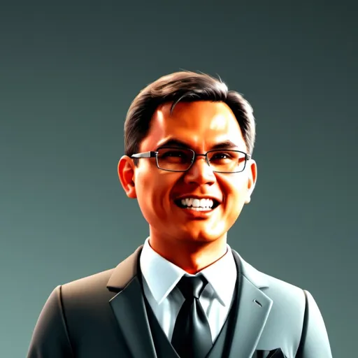 Prompt: Realistic D4, 35 years old male, straight and neat hair, glasses, 165 cm tall, wearing formal clothes, workspace background