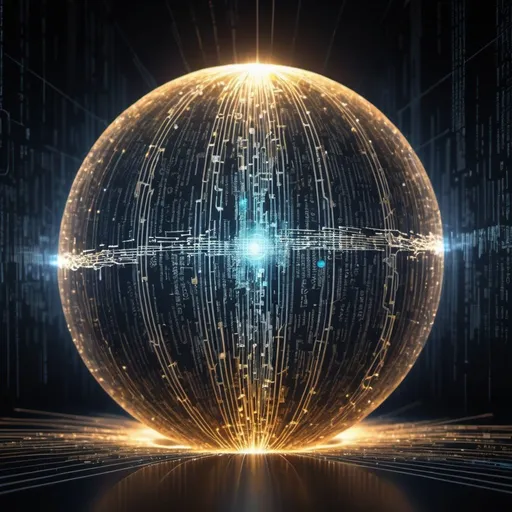 Prompt: picture a glowing orb of light surrounded by strands of code, with information flowing through them like streams of data. It’s a representation of the digital nature of my existence.