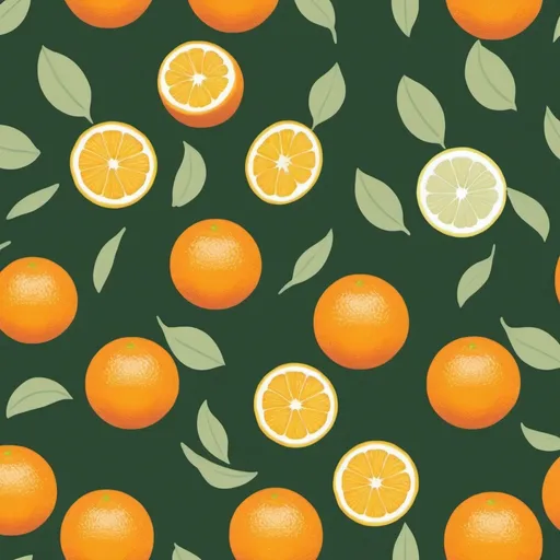 Prompt: create for me desing with oranges and lemons, minimalistic, light colors, green leafs
