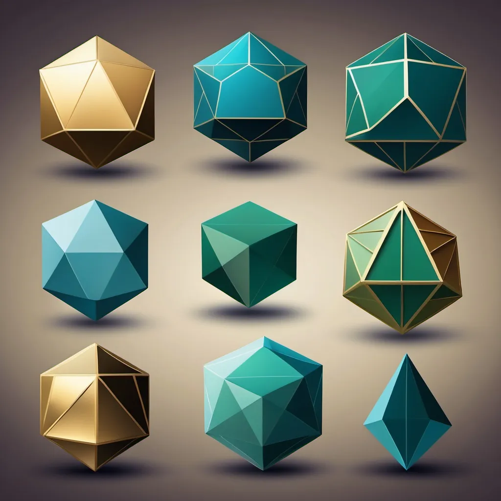 Prompt: To design an HD business logo incorporating Platonic solids, I can suggest the following concept:

Shape: A central Platonic solid (such as a dodecahedron or icosahedron) as the core element. These shapes represent harmony and perfection.
Color scheme: Use a gradient that symbolizes growth and clarity, such as blues or greens fading into gold.
Lines and Edges: Emphasize the clean geometric edges of the solid with sharp, metallic accents, giving the logo a sleek and modern feel.
Typography: Integrate your business name with a minimalist, professional font that complements the geometric theme.
Would you like to proceed with a specific Platonic solid or color scheme in mind?