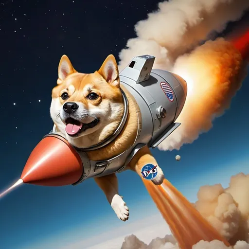 Prompt: doge coin dog in a rocket