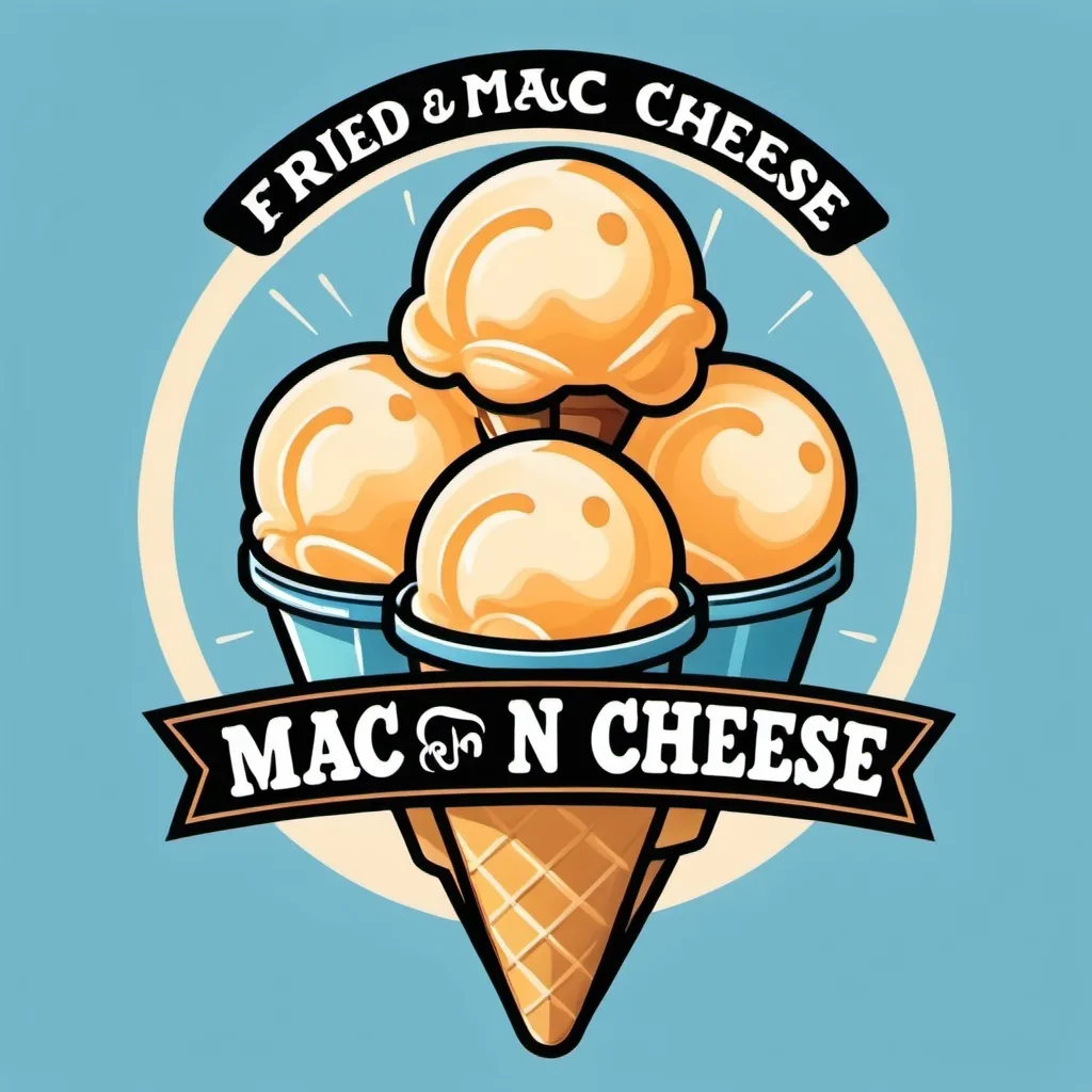 Prompt: Fried Mac n cheese ice cream in a logo style