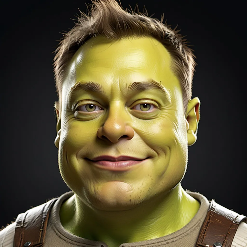 Prompt: Elon Musk in 3d Shrek style