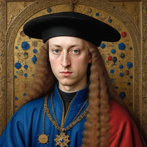 Prompt: Portrait Painting by Van Eyck,amazingly intricate,detailed background