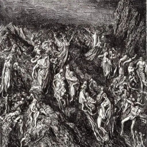 Prompt: dantes purgatory, by gustav dore, The Divine Comedy: Purgatory 5
