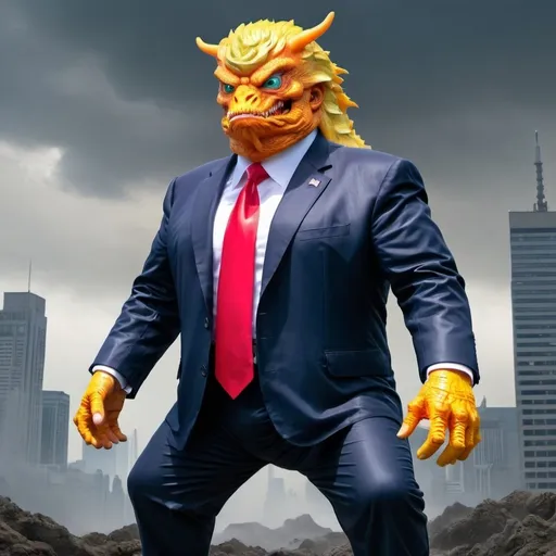 Prompt: kaiju donald trump