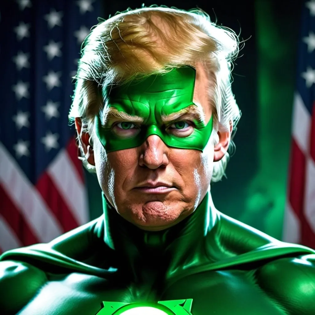 Prompt: Donald trump as attractive green lantern