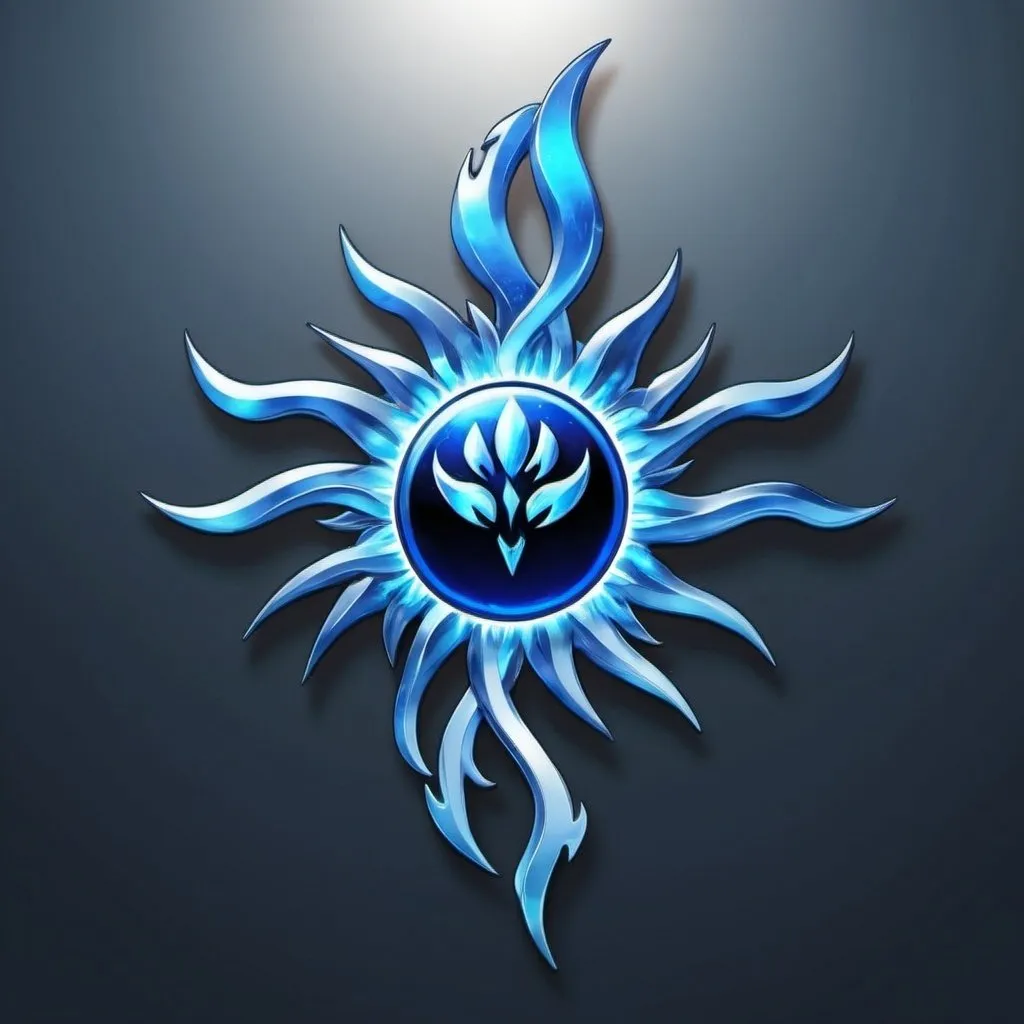 Prompt: Create a blue fire sun anime metallic logo

