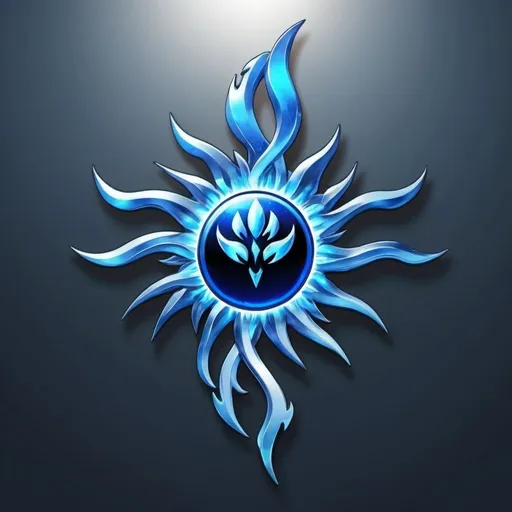 Prompt: Create a blue fire sun anime metallic logo

