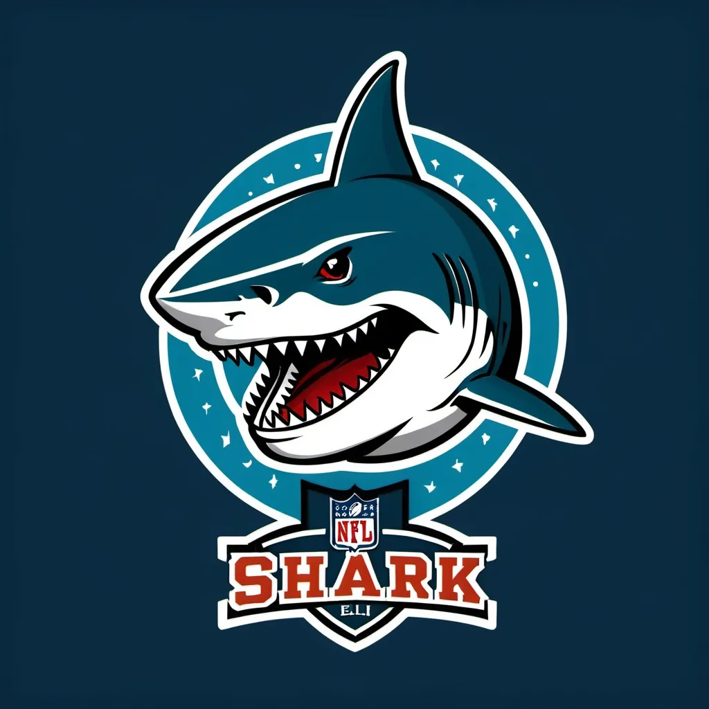 Prompt: Shark logo for fantasy football that says Eli with a unique name