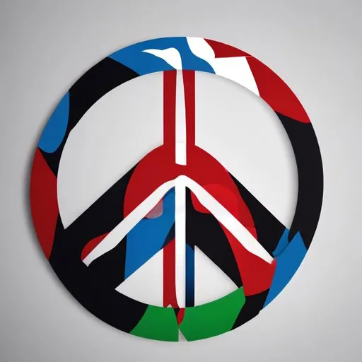 Prompt: clean design of peace symbol with sections of 
blue, white, blue, red, green and black