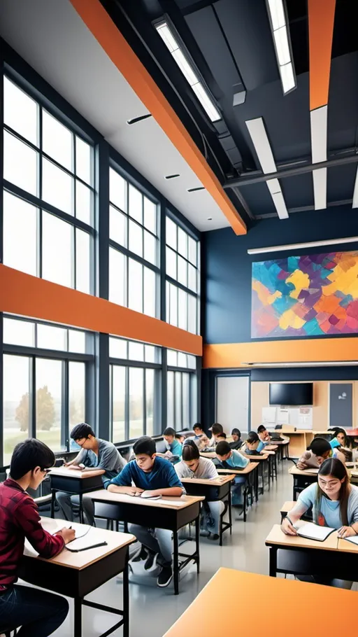 Prompt: (academic engineering degree program), vibrant colors, intricate details, modern classroom setting, students engaged in collaborative discussions, cutting-edge technology displays, engineering tools and textbooks, dynamic atmosphere of learning and creativity, inspirational mood, high-quality resolution, ultra-detailed.