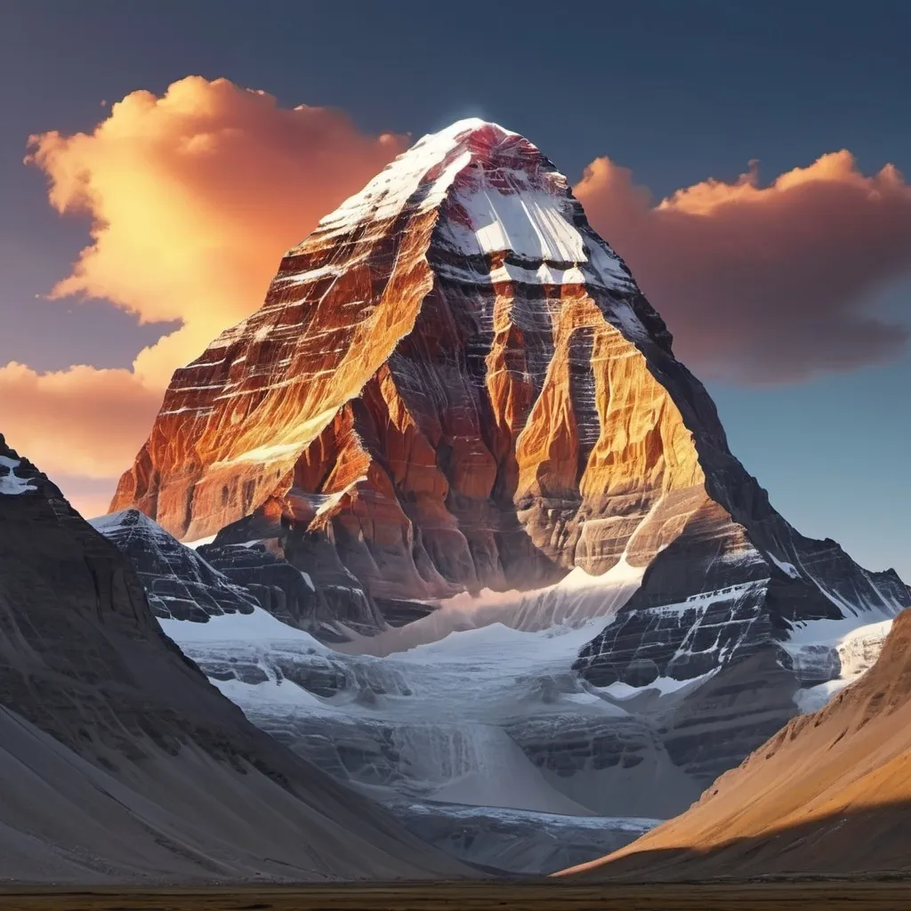 Prompt: Create a gif of moving around Kailash mountain
