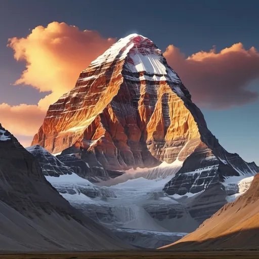 Prompt: Create a gif of moving around Kailash mountain
