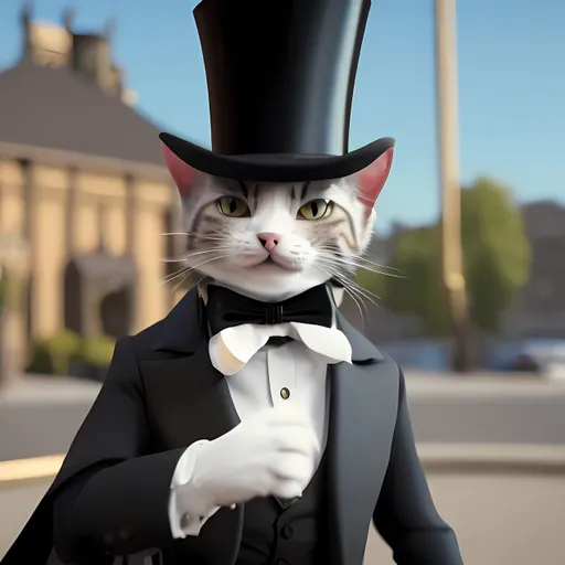 Prompt: a cat lawyer with top hat super realistic 8k
