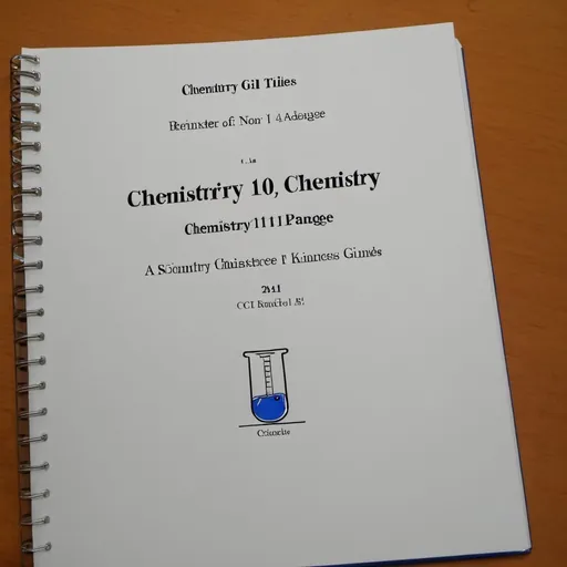 Prompt: Chemistry book title page for grade 11